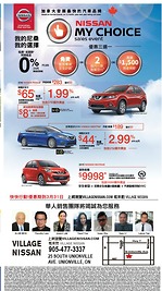 多倫多Village Nissan日产車行 2015款Nissan Micra貸款起價9998元 2016款Nissan Sentra每周付款44元 