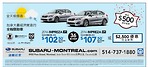 蒙特利爾SUBARU MONTREAL車行  買車贈送500元附件配置或現金購買 贈送2500元優惠