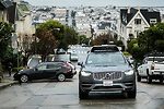 Uber正在美國舊金山試運行的由Volvo XC90改裝的自動駕駛車輛。（Uber提供）
